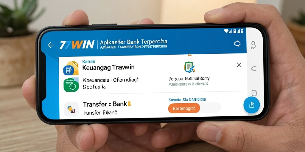 Antarmuka aplikasi 77WIN untuk transfer bank yang user-friendly.