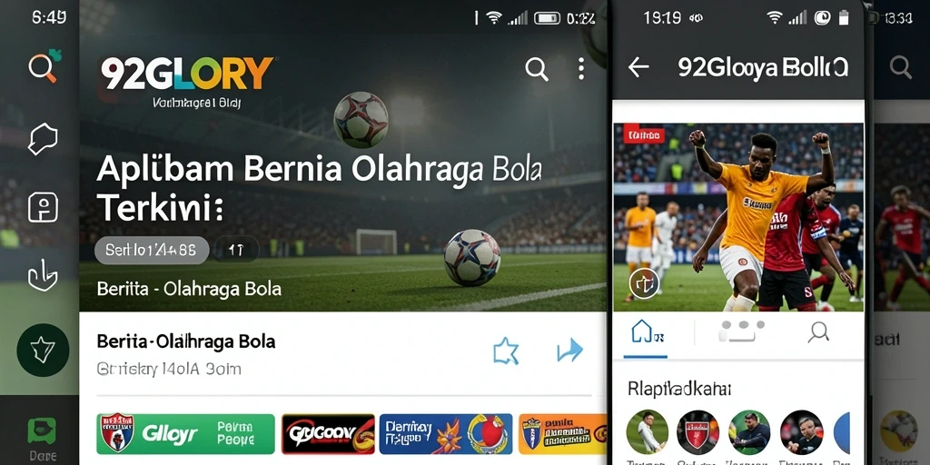 Tampilan antarmuka aplikasi Olahraga Bola 92GLORY yang modern dan informatif.