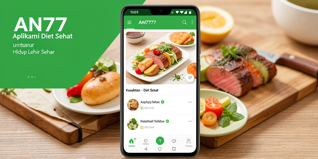 Antarmuka aplikasi AN777 yang menarik untuk diet sehat.