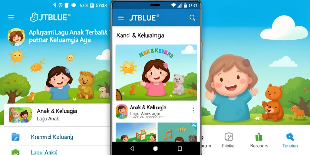Tampilan antarmuka yang ramah anak dengan banyak pilihan lagu.